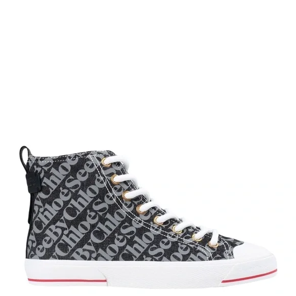 See By Chloe Monochrome Logo High-Top Sneakers - Picture 3 of 3